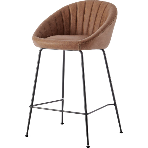 Watson Counter Stool in Brown Eco Leather & Gunmetal (Set of 2)